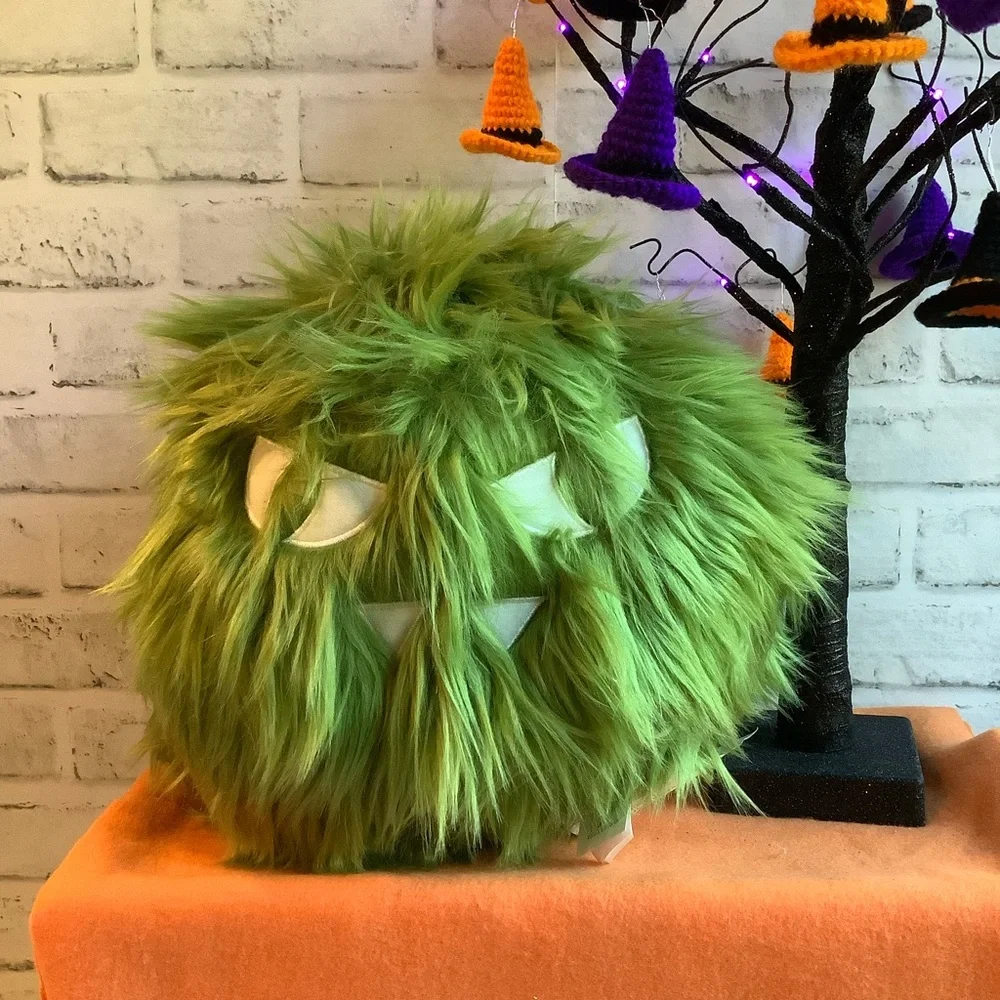 Novogratz Green Faux Fur Monster Pillow